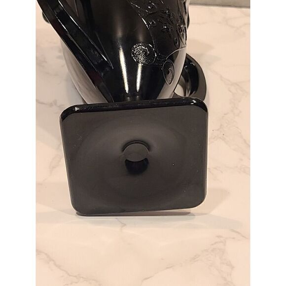 L.E. SMITH 1930s BLK Amethyst Embossed Art Nouveau Dancing Nymph Vase SCALLOPED - Picture 5 of 7